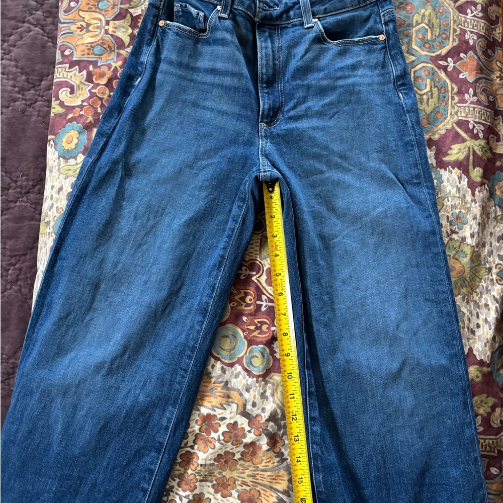 PAIGE Dark Blue Wide Leg Flare Jeans - Picture 14 of 14